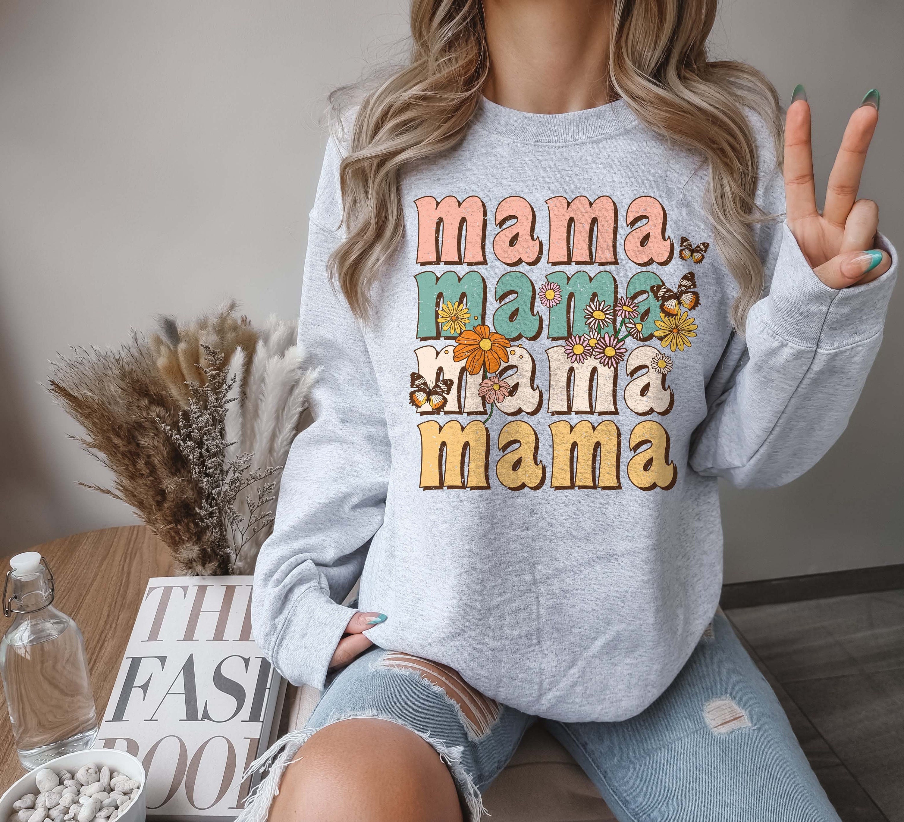 boho mama sweatshirt cute mom crewneck graphic tee for mothers day best mom ever gift oc9dj scaled