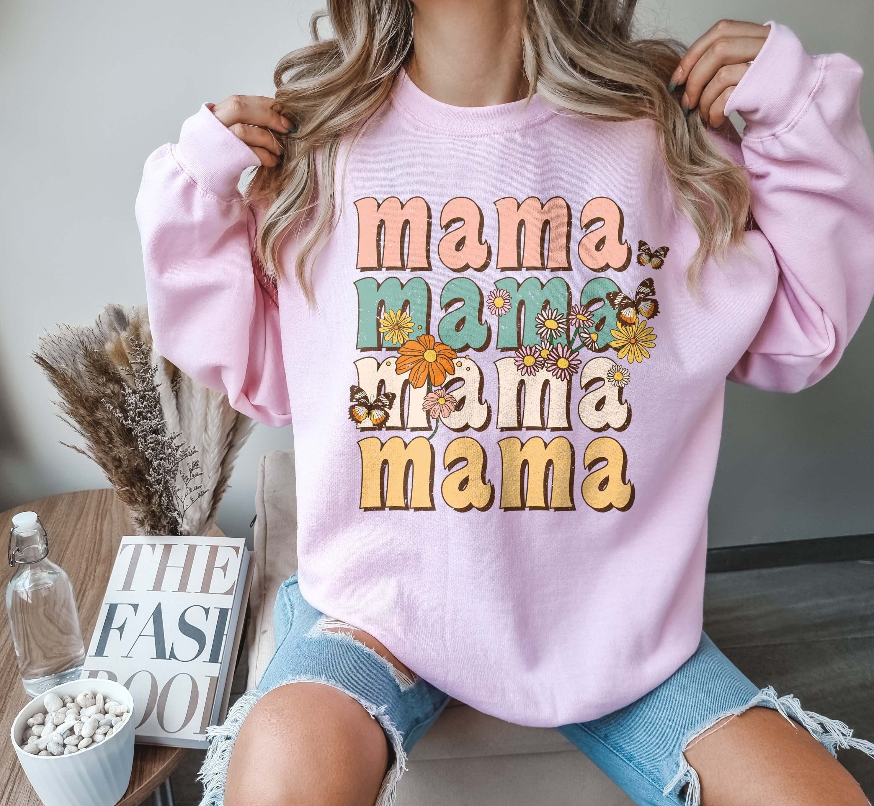 boho mama sweatshirt cute mom crewneck graphic tee for mothers day best mom ever gift p099j scaled