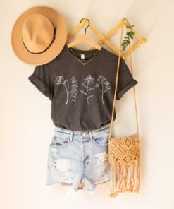 botanical wildflowers shirt for nature lovers spring cottage core tee garden aesthetic homestead style xquya