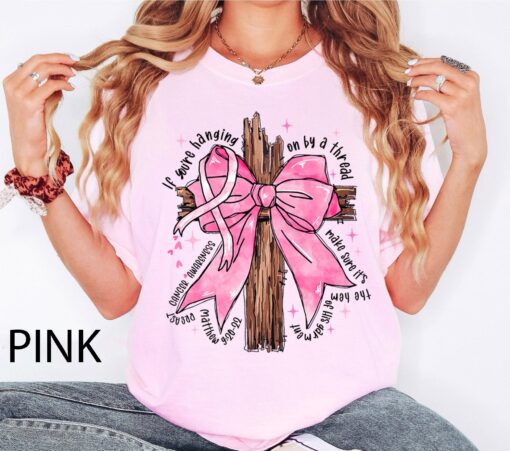 breast cancer awareness pink bow cross shirt with bible verse the comeback is always breast cancer tee nf9oc