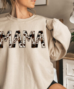 buffalo plaid mama sweatshirt with cow pattern for moms to be cute western mom shirt unique mom gift idea kmhjs