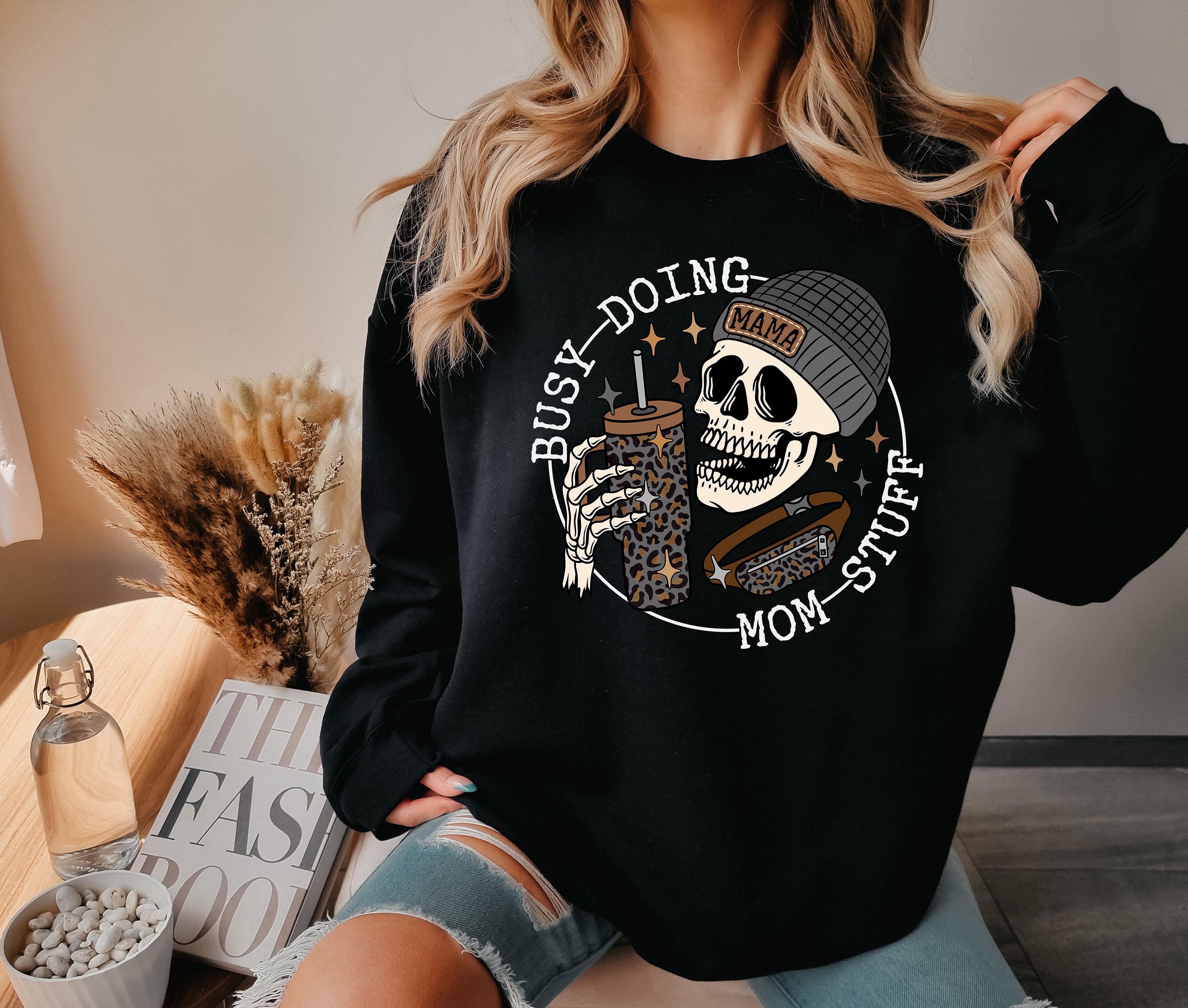 busy doing mom stuff coffee shirt funny mom life sweatshirt skull tee for coffee lovers and sports moms bdhyd scaled