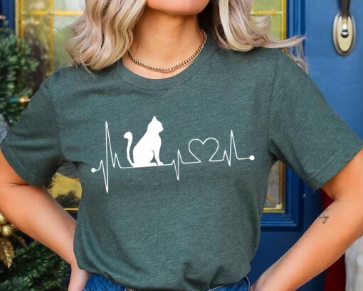 cat heartbeat shirt for cat lovers funny cat mom t shirt cat life tee gift for cat owners unique cat lover apparel dghki