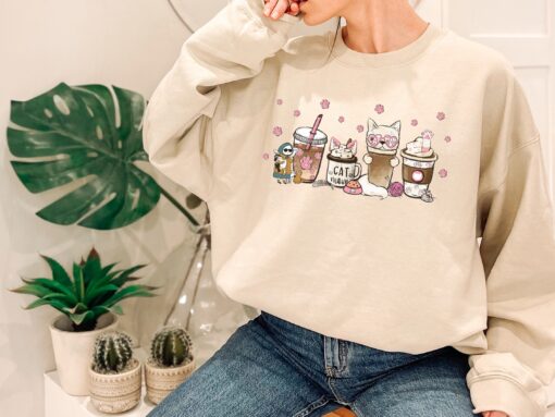 cat mama iced latte shirt for women cat mom coffee sweatshirt cute cat mom t shirt for coffee lovers poj9e