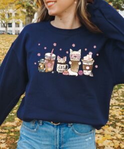 cat mama iced latte shirt for women cat mom coffee sweatshirt cute cat mom t shirt for coffee lovers wdl5k