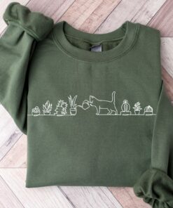 cats and plants sweatshirt for plant moms cat owners gardening t shirt succulent lover hoodie unique gift idea bd7kt