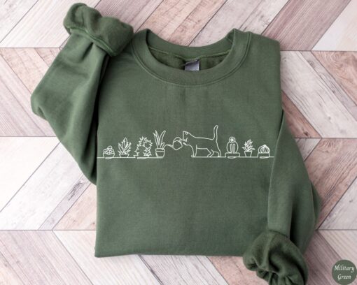 cats and plants sweatshirt for plant moms cat owners gardening t shirt succulent lover hoodie unique gift idea bd7kt