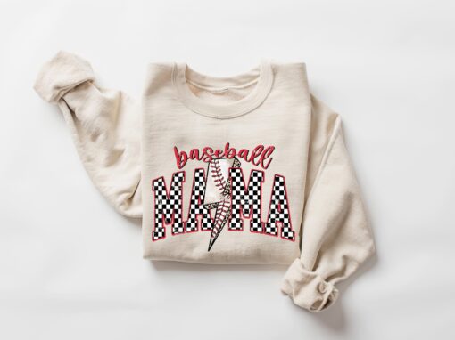 checkered lightning baseball mama shirt retro sport mom tee game day sweatshirt for baseball lovers 8ho6d scaled