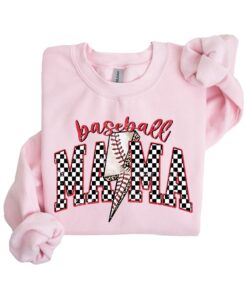 checkered lightning baseball mama shirt retro sport mom tee game day sweatshirt for baseball lovers n6ixp