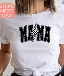 checkered lightning bolt mama shirt retro 90s mom life tee trendy mothers day shirt for moms and motherhood celebrations ydnwz