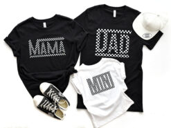 checkered mama dad mini family matching t shirt cute family tee for mom dad and kids best family gift idea 3anle