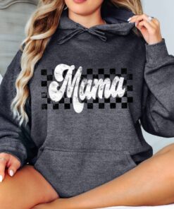 checkered mama hoodie in white and black distressed style for mom life perfect for mothers day and retro fashion phzdl