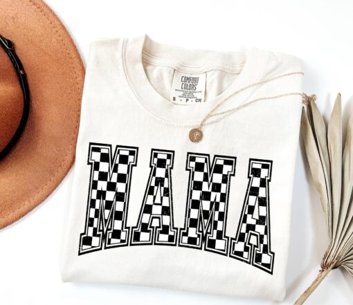 checkered mama shirt for moms retro style pregnancy announcement new mom birthday gift mothers day shirt hyapu