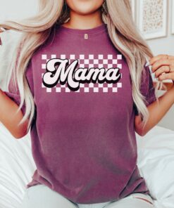 checkered mama shirt retro style mom life tee for mothers day birthday gifts funny new mom t shirt rtmyg