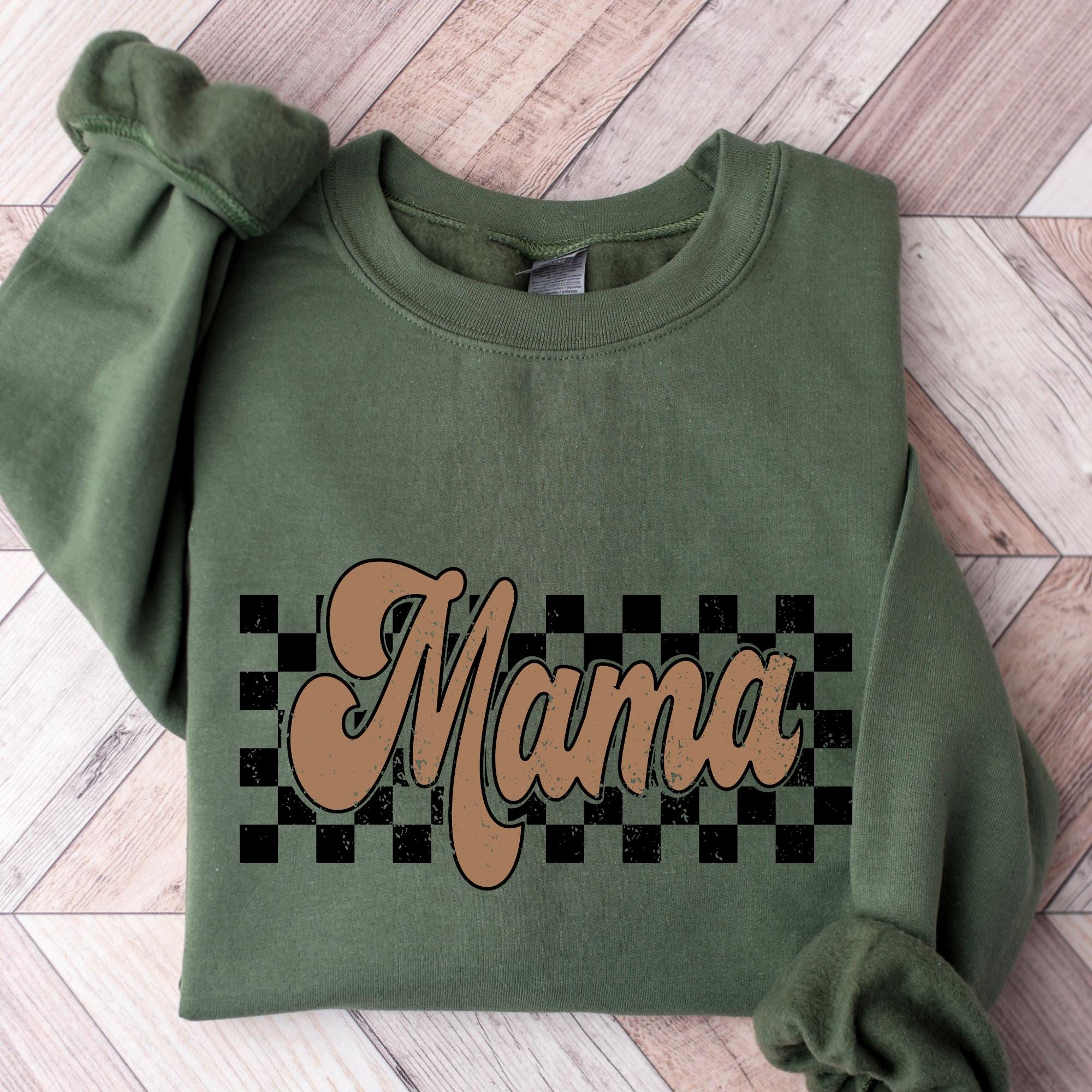 checkered mama sweatshirt retro crewneck mom life shirt for new moms and mothers day gifts luoqr