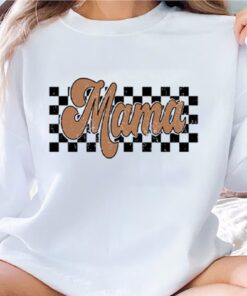 checkered retro mama sweatshirt for moms varsity crewneck funny mom shirt ideal for mothers day gifts and mom life ktpmb