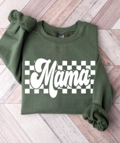 checkered retro mama sweatshirt for moms varsity crewneck vintage shirt ideal for mothers day gifts and mom life owzbv