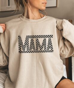 checkered retro mama sweatshirt for mothers day cute mom life hoodie trendy gift for her best mom ever shirt vhggw