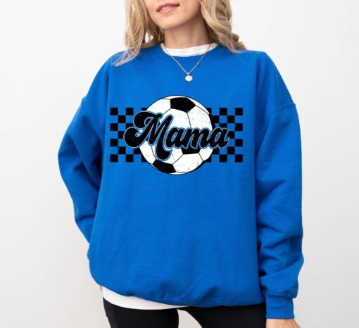 checkered soccer mama sweatshirt for soccer moms retro style perfect for soccer season and game days