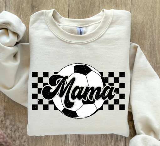 checkered soccer mama sweatshirt for soccer moms retro style perfect for soccer season and game days pw50d