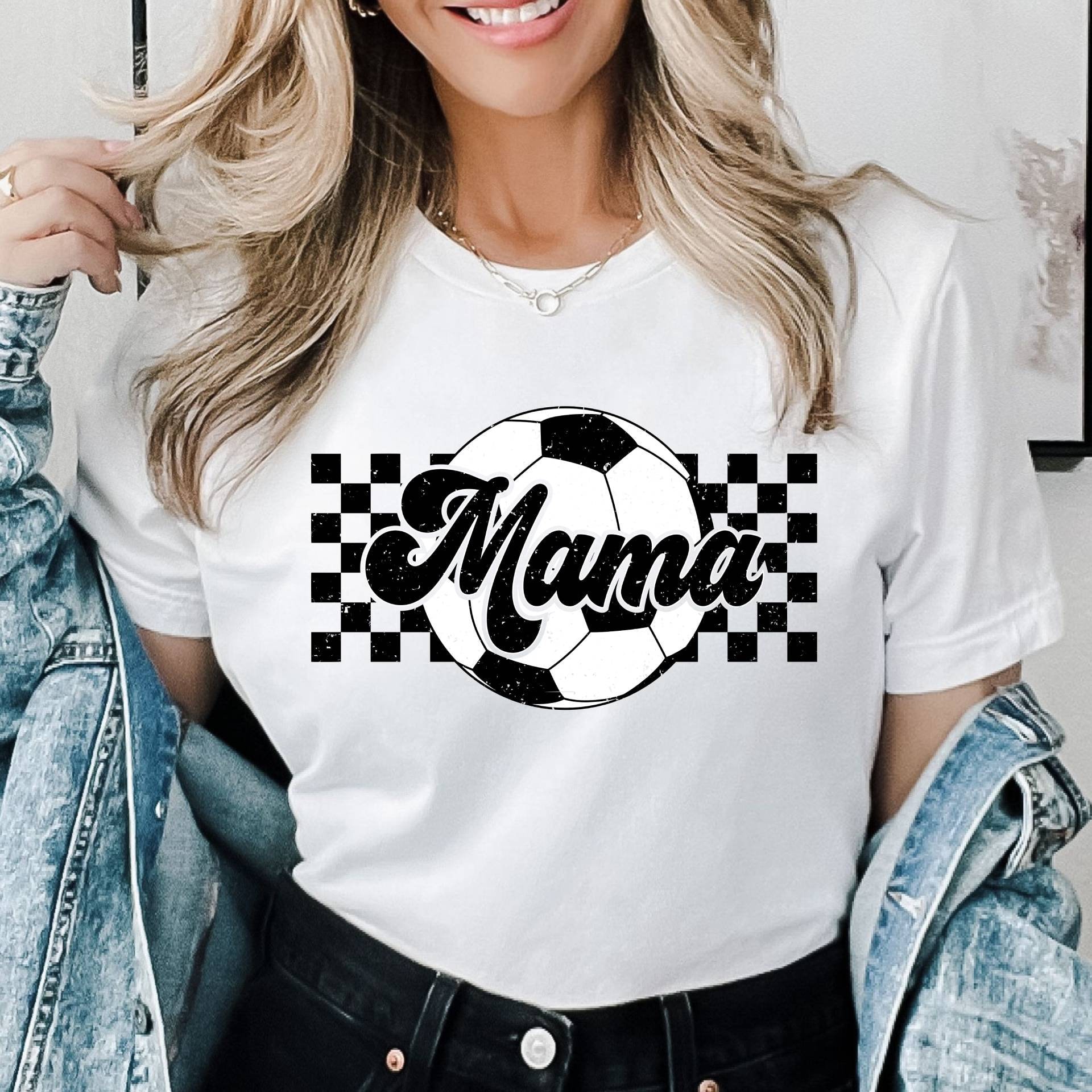 checkered soccer mom shirt retro design for soccer season game days cute soccer mama t shirt a1ghc