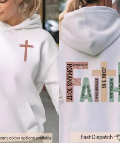 christian faith hoodie with bible verse retro design cute cross shirt ideal for church friends and christian gifts ravb6