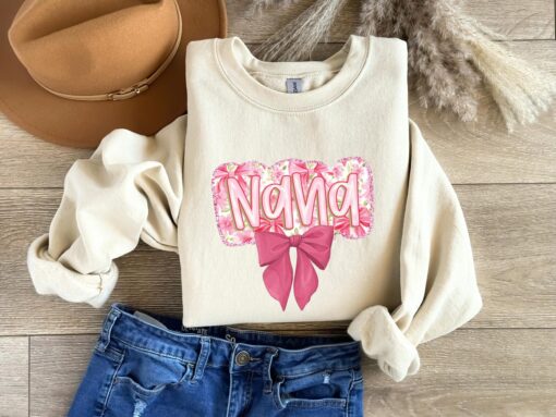 cool nana shirt with pink bow trendy aesthetic t shirt cute grandma shirt for pregnancy announcement best nana gift eqxwy scaled