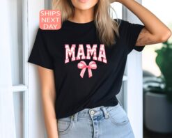 coquette mama shirt with pink bow aesthetic mom tee for mothers day trendy new mom gifts and personalized mom shirts ddcmf