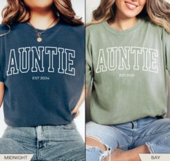custom aunt shirt auntie established 2024 pregnancy announcement gift for new aunt funny aunt shirts qw2jz