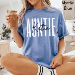 custom aunt shirt for pregnancy announcement personalized aunt reveal name tee unique auntie gift comfort colors satur scaled
