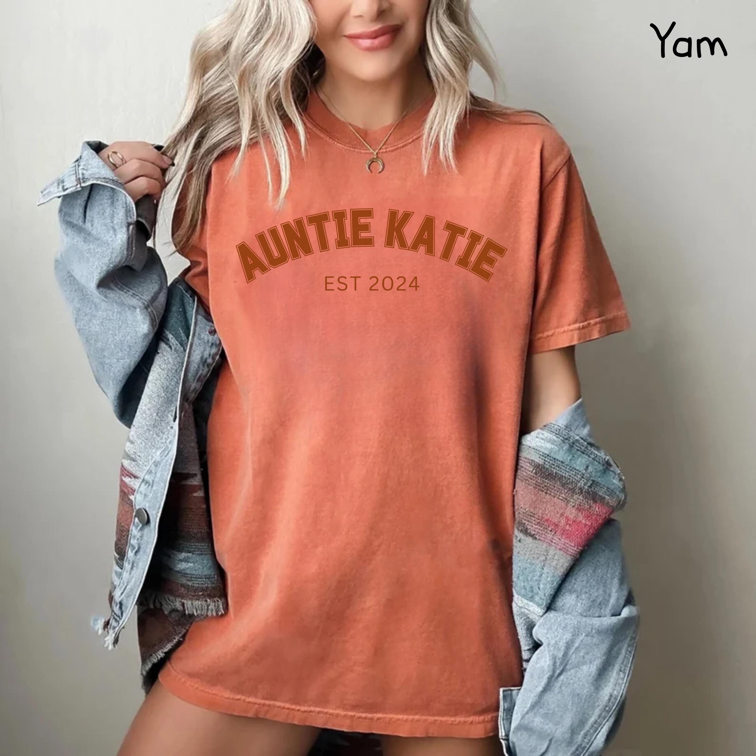 custom aunt shirt for pregnancy announcement personalized auntie name t shirt unique aunt reveal gift comfort colors d1cii scaled