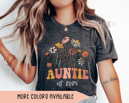 custom aunt shirt promoted to aunt 2025 pregnancy reveal gift best aunt ever plus size auntie est 2025 t shirt 4nt6h