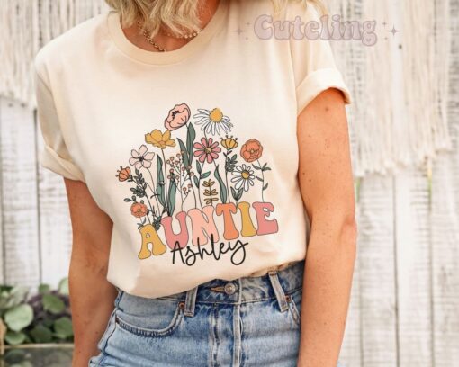 custom aunt shirt promoted to aunt pregnancy reveal gift best aunt ever wildflower baby announcement shirt lkq3n