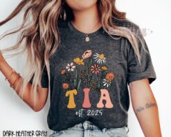 custom aunt shirt promoted to tia 2025 wildflowers tia est 2025 pregnancy reveal gift for new tia qwgi4