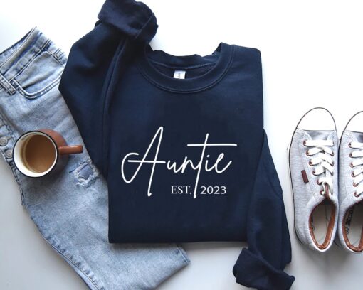 custom auntie est sweatshirt for mothers day gift cute aunt shirt personalized auntie sweatshirt christmas gift idea inkbc