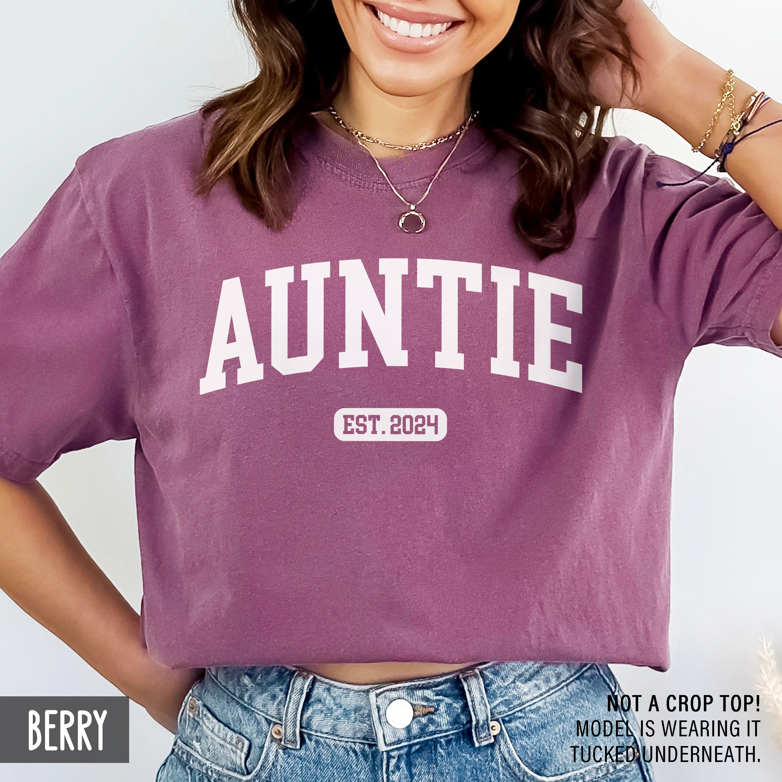 custom auntie shirt with est year for new aunt baby announcement mothers day gift aunt birthday shirt qaobv