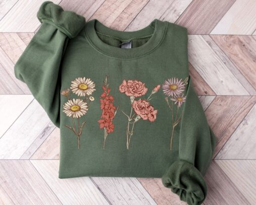 custom birth month flower sweatshirt for mom and grandmother cute plant mom shirt for mothers day gifts dnlp1