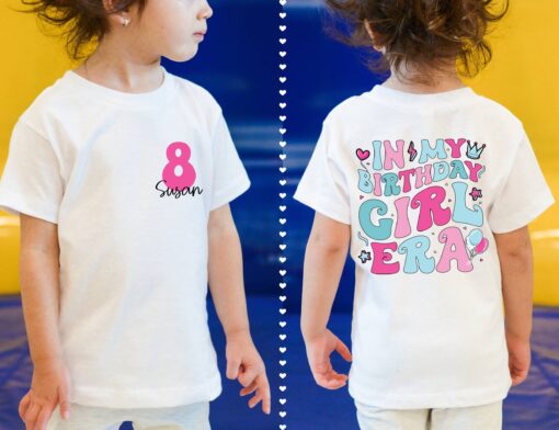 custom birthday girl era shirt for youth with name retro toddler party shirt trendy gift for birthday celebrations b30rs