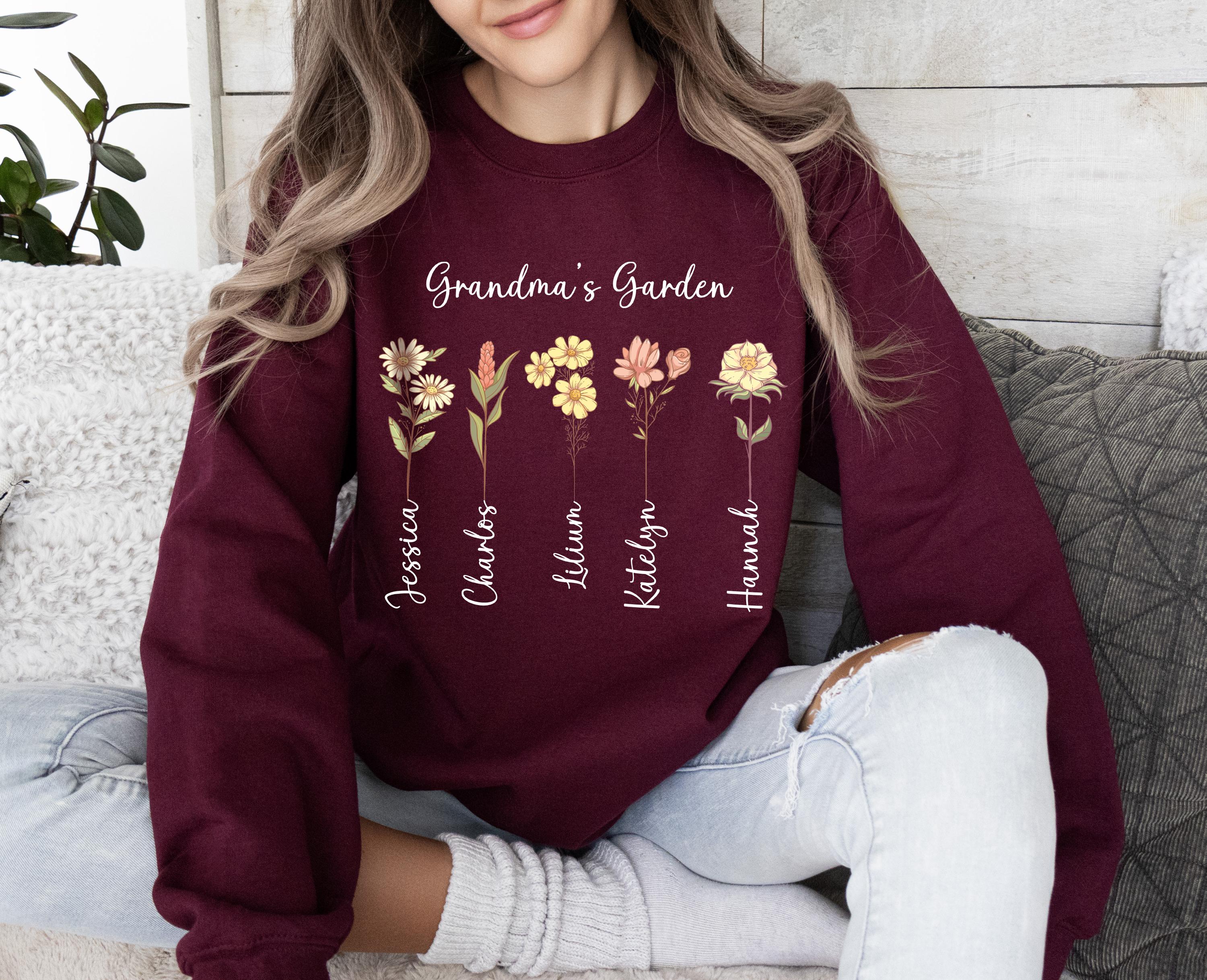 custom birthflower sweatshirt for grandma love grows here grandmas garden sweatshirt unique personalized gift for mom cflgh scaled