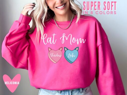 custom cat mom sweatshirt with cat names funny long sleeve my cat is my valentine gift for cat lovers jhbys scaled