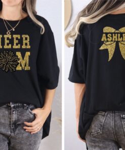 custom cheer mom shirt with personalized name unique cheer spirit shirt for cheerleading moms non glitter design mgyur