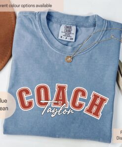 custom coach shirt with personalized name comfort colors sports team tee for game day and coach gifts bxexz