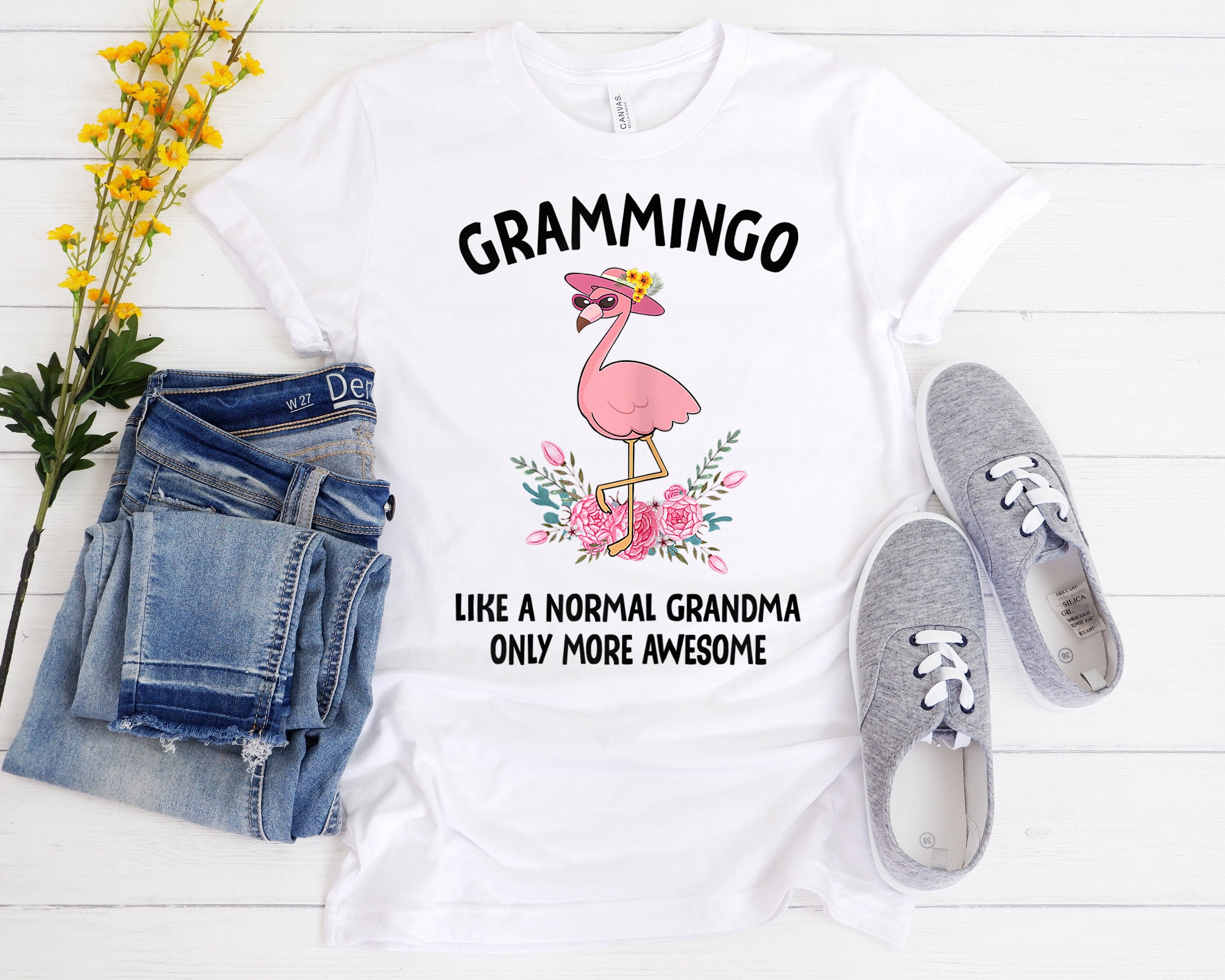 custom flamingo grandma shirt cute grandmother t shirt grammingo like a normal grandma only more awesome uezjr scaled