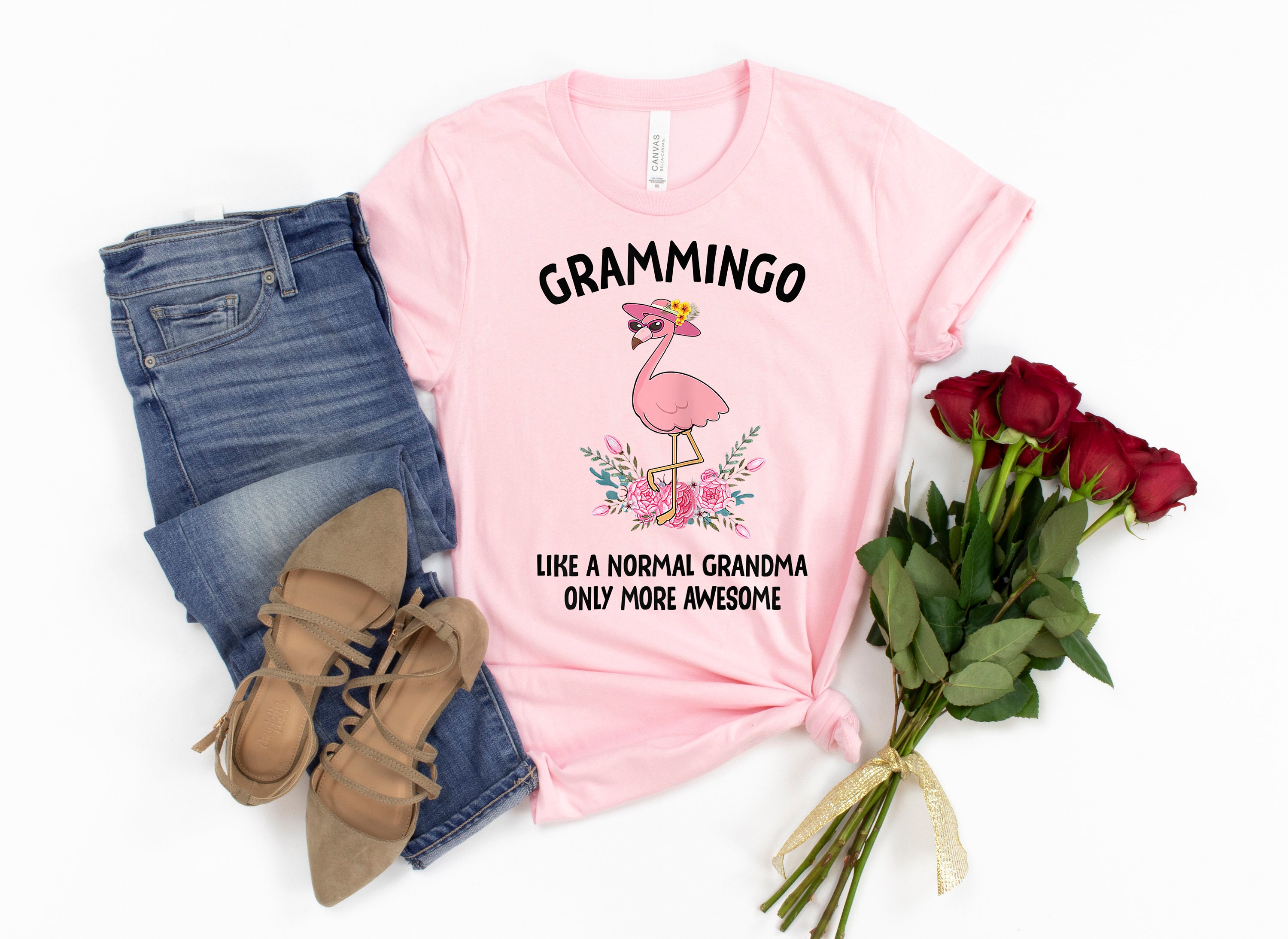 custom flamingo grandma shirt cute grandmother t shirt grammingo like a normal grandma only more awesome wtggx scaled