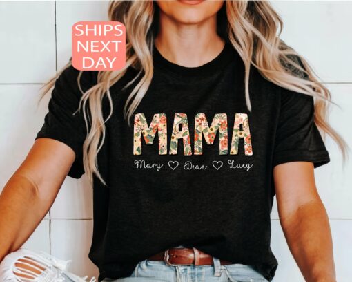 custom floral mama shirt cute mom t shirt personalized mothers day gift for new moms and grandmas qlf68