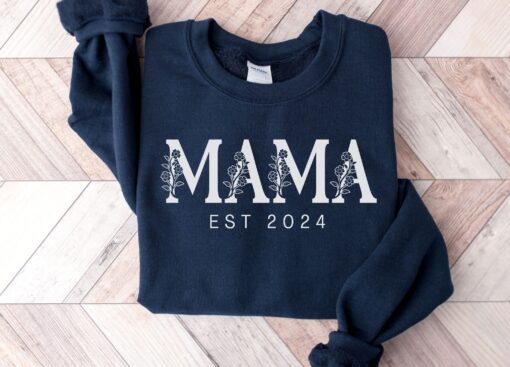 custom floral mama sweatshirt mama est 2024 pregnancy announcement new mom gift mothers day shirt for moms