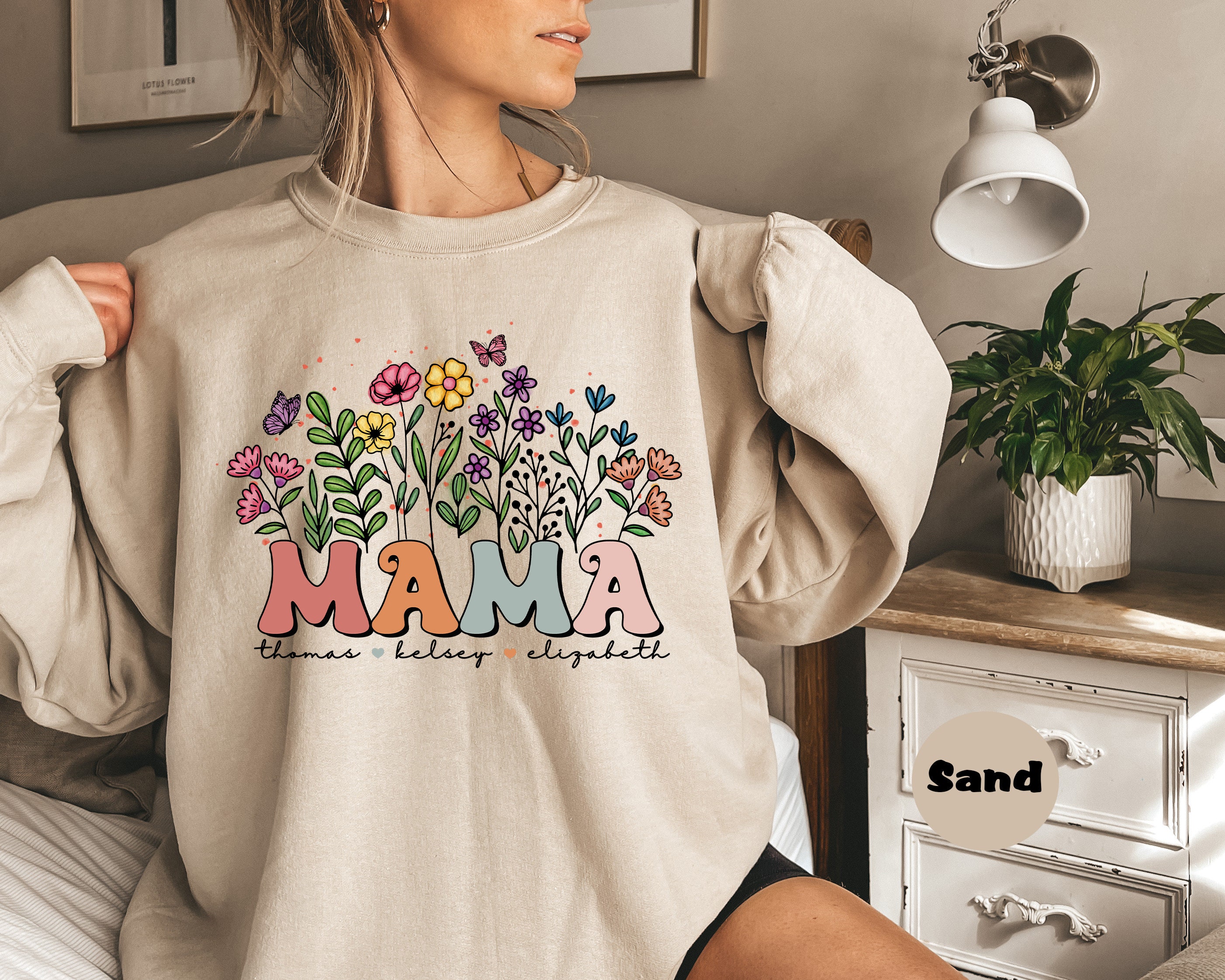 custom floral mama sweatshirt with wildflowers personalized hoodie for new moms and children names unique mothers day gift ospva scaled