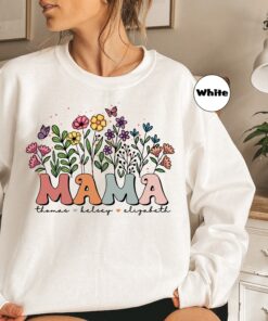 custom floral mama sweatshirt with wildflowers personalized hoodie for new moms and children names unique mothers day gift pp3fy