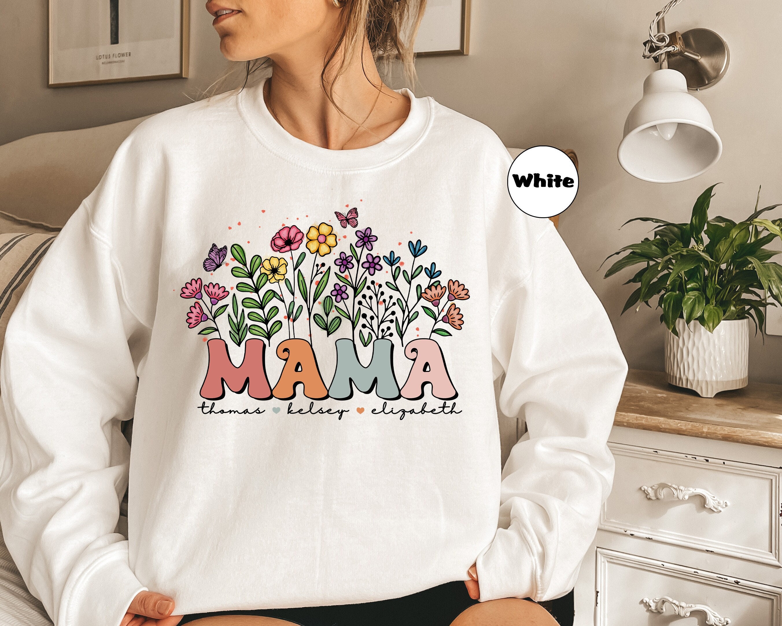 custom floral mama sweatshirt with wildflowers personalized hoodie for new moms and children names unique mothers day gift pp3fy scaled