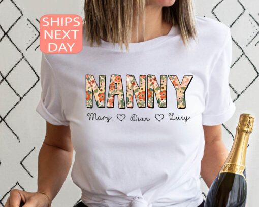 custom floral nanny shirt with grandkid names personalized nanny tee for mothers day unique grandma gift pqcvm